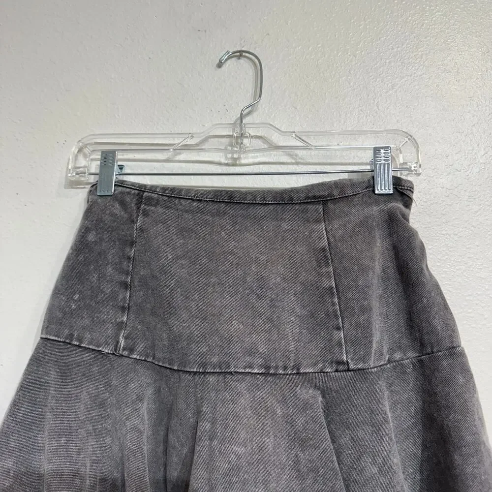 Mustard Seed Washed Charcoal Tie Belt Mini Skirt Sz M